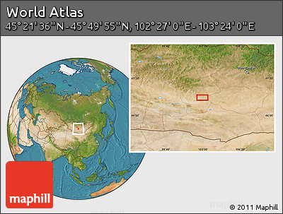 Satellite Location Map of the Area around 45° 35' 46" N, 102° 55' 30" E