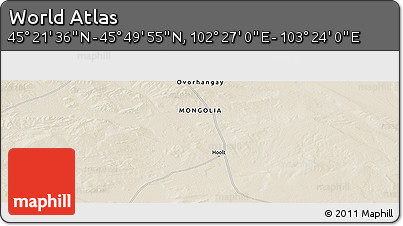 Shaded Relief Panoramic Map of the Area around 45° 35' 46" N, 102° 55' 30" E