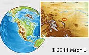 Physical Location Map of the area around 45° 35' 46" N, 107° 1' 30" W