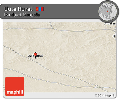 Shaded Relief Panoramic Map of Uula Hural
