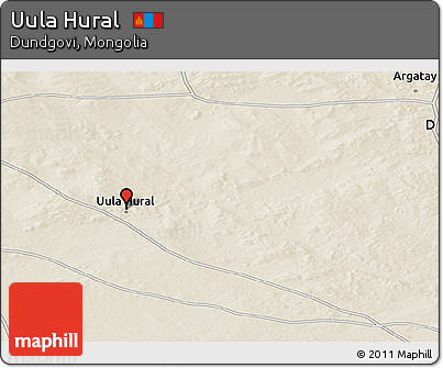 Shaded Relief Panoramic Map of Uula Hural