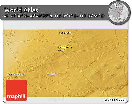 Physical 3D Map of the Area around 45° 35' 46" N, 113° 7' 30" E