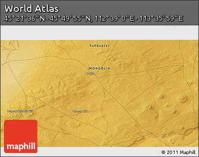 Physical 3D Map of the Area around 45° 35' 46" N, 113° 7' 30" E
