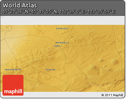 Physical 3D Map of the Area around 45° 35' 46" N, 113° 7' 30" E