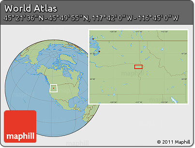 Savanna Style Location Map of the Area around 45° 35' 46" N, 117° 13' 29" W