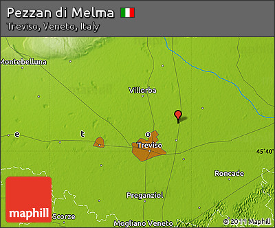 Physical Map of Pezzan Di Melma