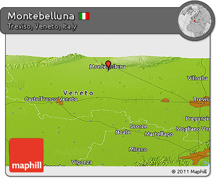 Physical Panoramic Map of Montebelluna