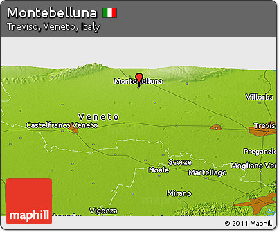 Physical Panoramic Map of Montebelluna
