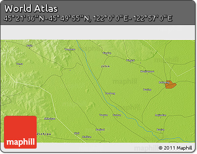 Physical 3D Map of the Area around 45° 35' 46" N, 122° 28' 29" E