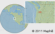 Savanna Style Location Map of the area around 45° 35' 46" N, 122° 19' 29" W, hill shading