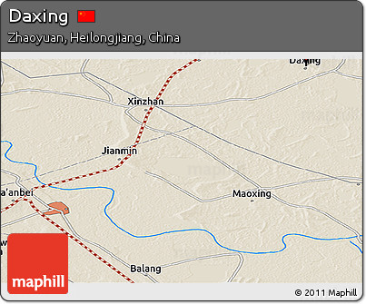 Shaded Relief Panoramic Map of Daxing