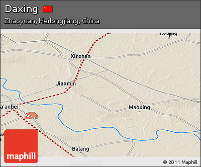 Shaded Relief Panoramic Map of Daxing