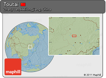Savanna Style Location Map of Toutai, hill shading