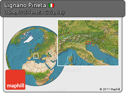 Satellite Location Map of Lignano Pineta