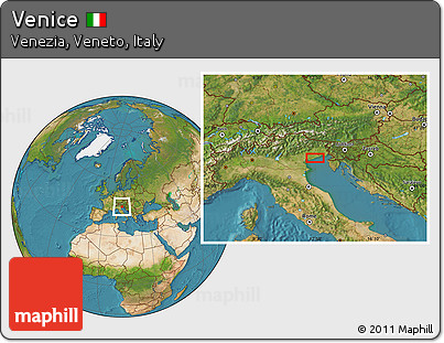 Satellite Location Map of Venice