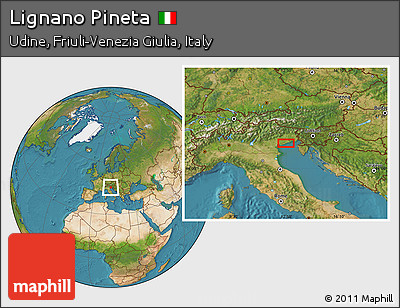 Satellite Location Map of Lignano Pineta