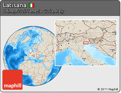 Shaded Relief Location Map of Latisana