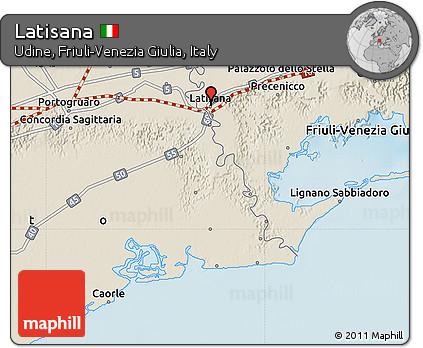 Shaded Relief Map of Latisana