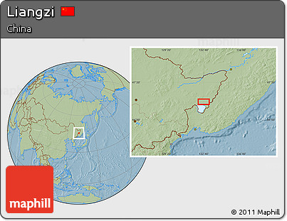 Savanna Style Location Map of Liangzi, hill shading