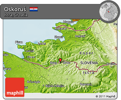 Physical 3D Map of Oskoruš
