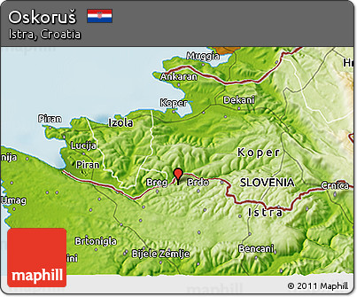 Physical 3D Map of Oskoruš