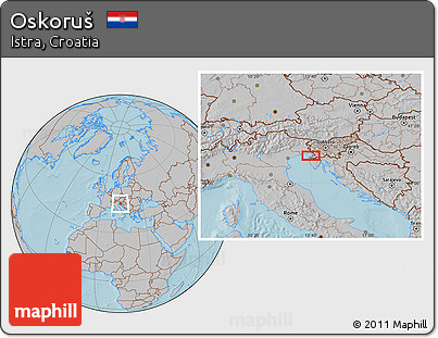 Gray Location Map of Oskoruš, hill shading