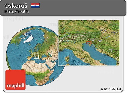 Satellite Location Map of Oskoruš