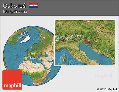 Satellite Location Map of Oskoruš