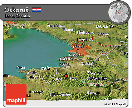 Satellite Panoramic Map of Oskoruš