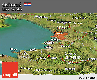 Satellite Panoramic Map of Oskoruš