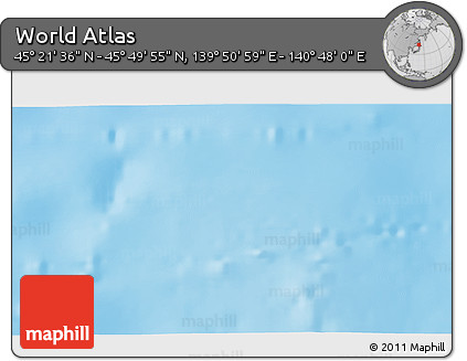 Physical 3D Map of the Area around 45° 35' 46" N, 140° 19' 29" E