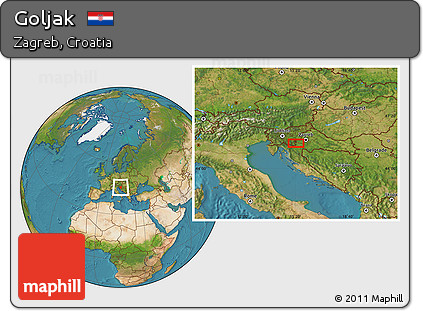 Satellite Location Map of Goljak