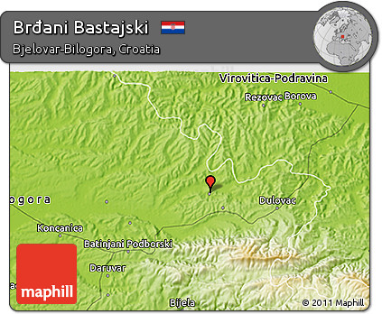 Physical 3D Map of Brđani Bastajski