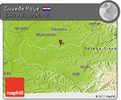 Physical 3D Map of Goveđe Polje