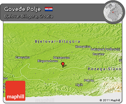 Physical Panoramic Map of Goveđe Polje