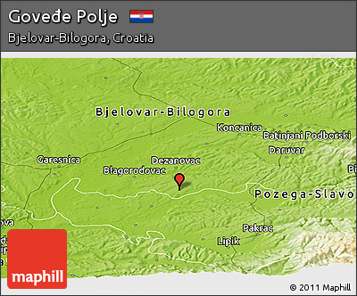 Physical Panoramic Map of Goveđe Polje