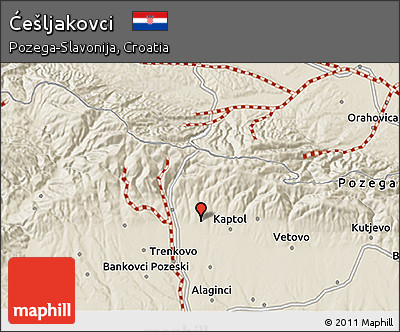 Shaded Relief 3D Map of Ćešljakovci