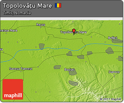 Physical 3D Map of Topolovăţu Mare