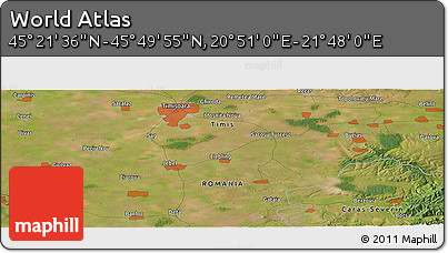 Satellite Panoramic Map of the Area around 45° 35' 46" N, 21° 19' 30" E