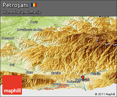 Physical Panoramic Map of Petroşani