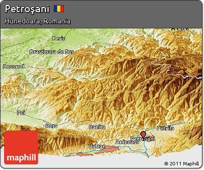 Physical Panoramic Map of Petroşani