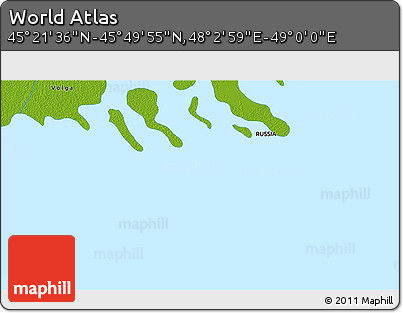 Physical 3D Map of the Area around 45° 35' 46" N, 48° 31' 29" E
