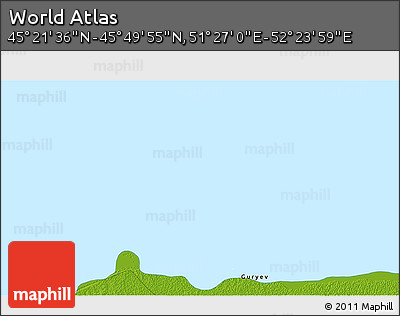 Physical 3D Map of the Area around 45° 35' 46" N, 51° 55' 29" E