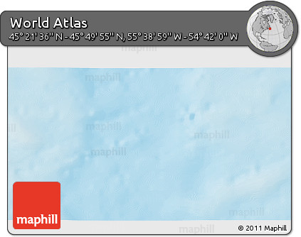 Physical 3D Map of the Area around 45° 35' 46" N, 55° 10' 29" W