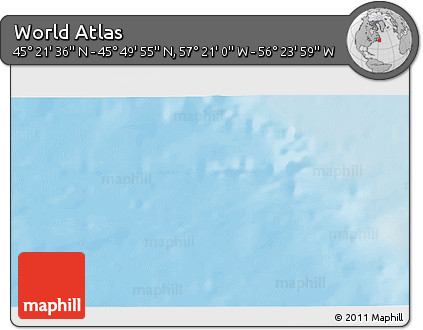 Physical 3D Map of the Area around 45° 35' 46" N, 56° 52' 30" W