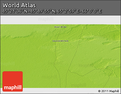 Physical 3D Map of the Area around 45° 35' 46" N, 65° 31' 30" E