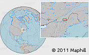 Gray Location Map of the area around 45° 35' 46" N, 71° 19' 29" W, hill shading