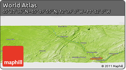 Physical Panoramic Map of the Area around 45° 35' 46" N, 72° 10' 30" W