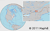 Gray Location Map of the area around 45° 35' 46" N, 73° 1' 30" W