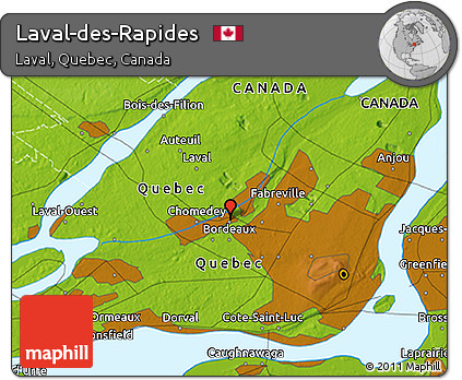 Physical 3D Map of Laval-des-Rapides